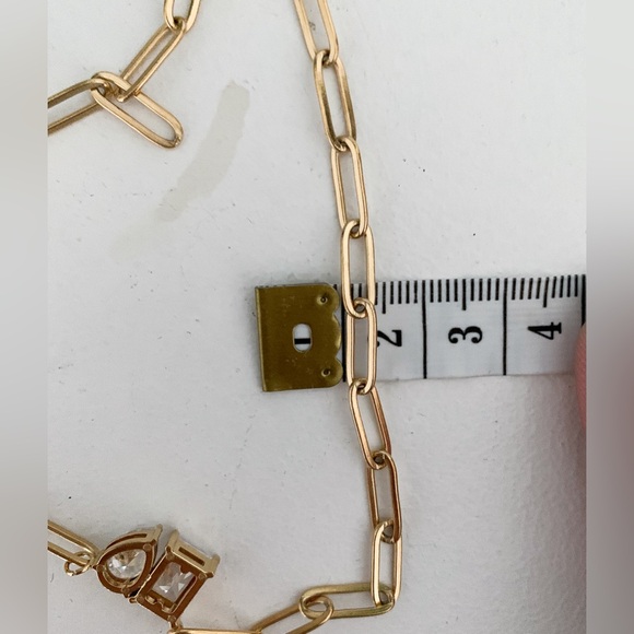 18K Gold Plated CZ Gemstone paperclip necklace - Picture 7 of 7